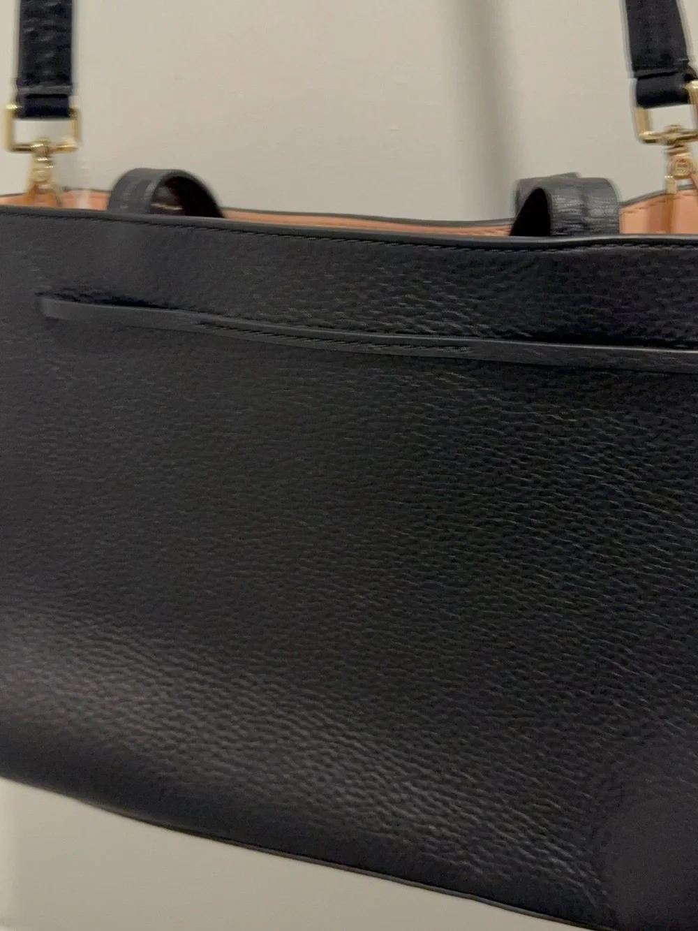 kate spade Black Pebbled Leather Satchel with Gold Accents